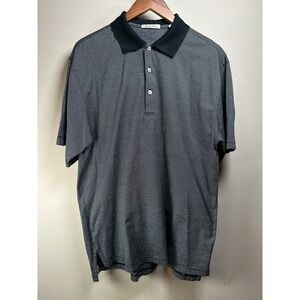 Peter Millar Mens Navy White‎ Micro Stripe Short Sleeve Polo Shirt Size XL